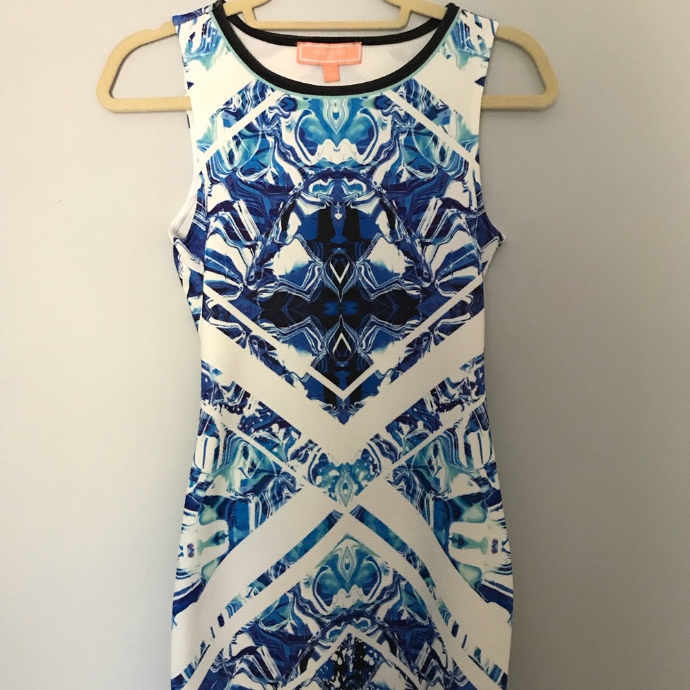BODYCON BLUE PATTERNED dress